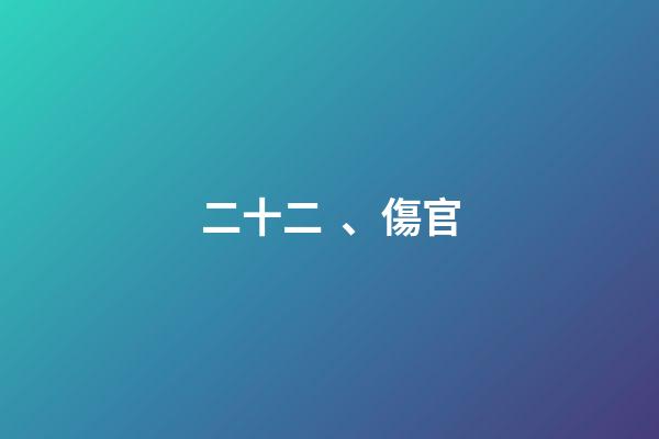 二十二、傷官